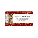 Search for red and gold return address labels Family photo
