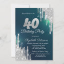 Search for green 40th birthday invitations Glitter