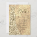 Search for gold dress gown sweet 16 invitations Glitter