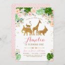Search for pink gold safari birthday invitations Elephant