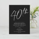 Search for chic 40th birthday invitations Black