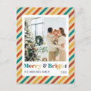 Search for bright stripes postcards Merry and bright