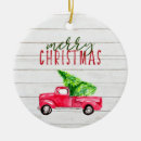 Search for red truck christmas tree decorations Rustic wood