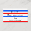 Search for independence business cards 4th of july