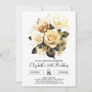 Search for black and gold 50th birthday invitations Floral