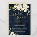 Search for navy and white bridal shower invitations Gold foil