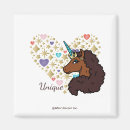 Search for unique design magnets Licensed afro unicorn