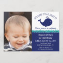 Search for boys nautical 1st birthday invitations Whale