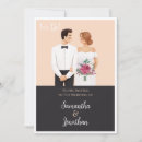 Search for bride and groom cartoon wedding invitations Modern
