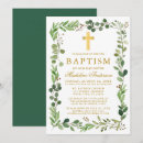 Search for greenery gold cross christening invitations Christian