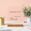 Search for reserved tabletop signs Bride