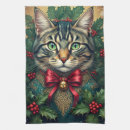 Search for christmas cat tea towels Holly