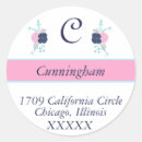 Search for pink and navy stickers Return address