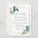 Search for greenery first communion invitations Floral