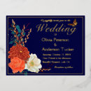 Search for navy blue orange wedding invitations Gold foil