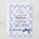 Search for blue damask christening invitations Elegant