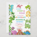 Search for dinosaur party invitations Trex raptor triceratops stegosaurus