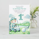 Search for golf 1st birthday invitations Watercolor