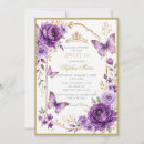 Search for purple butterfly sweet 16 invitations Gold
