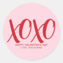 Search for round valentine stickers Xoxo
