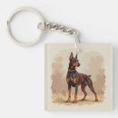 Search for rust key rings Doberman pinscher