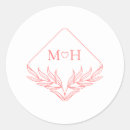 Search for pink round wedding stickers Monogrammed
