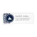 Search for navy blue damask return address labels Swirls