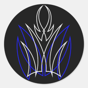 0001 Pinstripe Azul-Blanco Classic Round Sticker