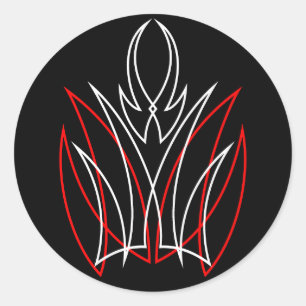 0001 Red & White Pinstripe Classic Round Sticker