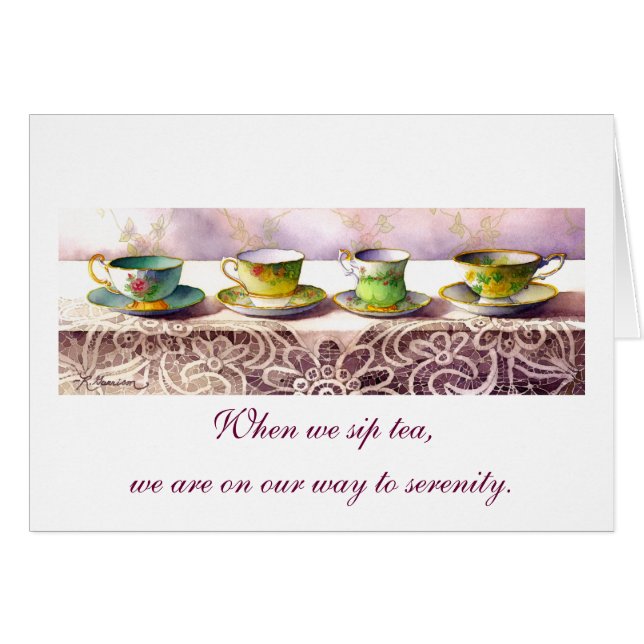 0001 Row of Teacups Alexandra Stoddard Card (Front Horizontal)