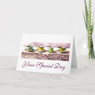 0001 Row of Teacups Birthday Card