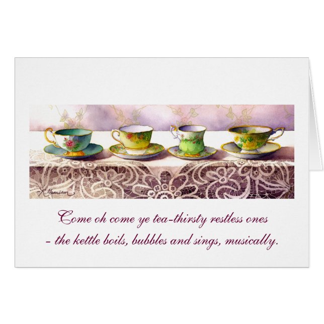 0001 Row of Teacups Rabindranath Tagore Card (Front Horizontal)