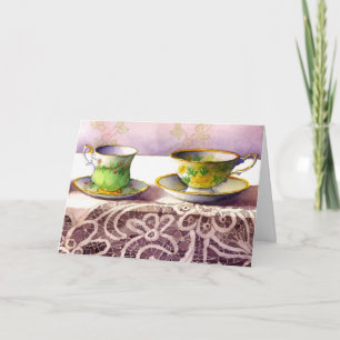 0001 Teacups on Lace Mother's Day Card