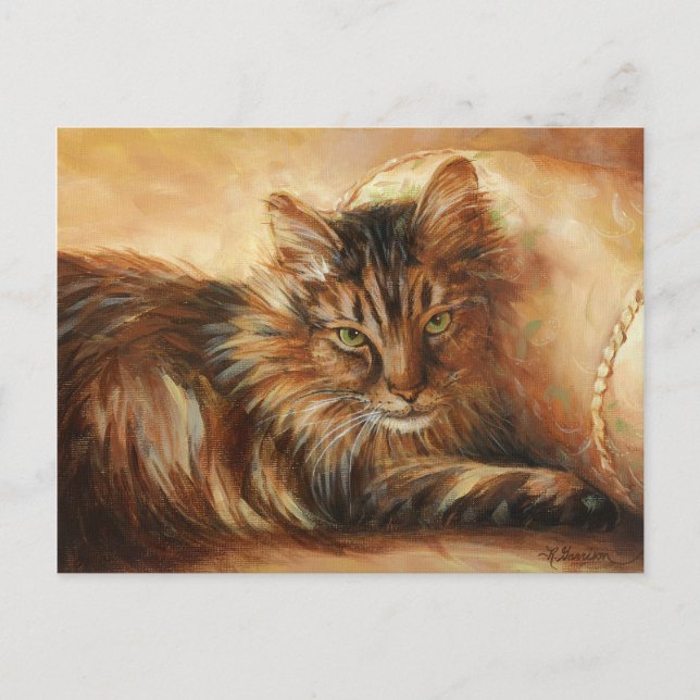 0005 Cat on Pillow Postcard (Front)