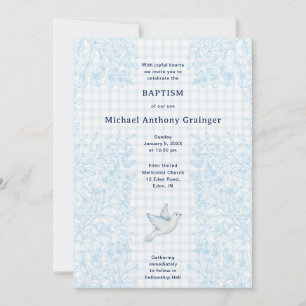 001 Sky Dove Botanical Cross Gingham Baptism Invitation