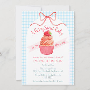 002 Cerulean Berry Sweet Strawberry Baby Shower Invitation