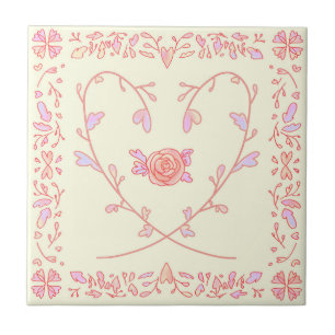 002 heart rose pattern tile
