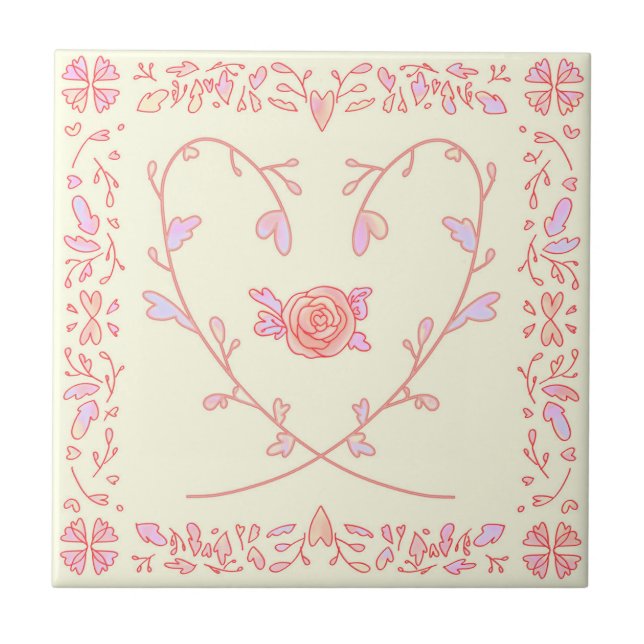 002 heart rose pattern tile (Front)
