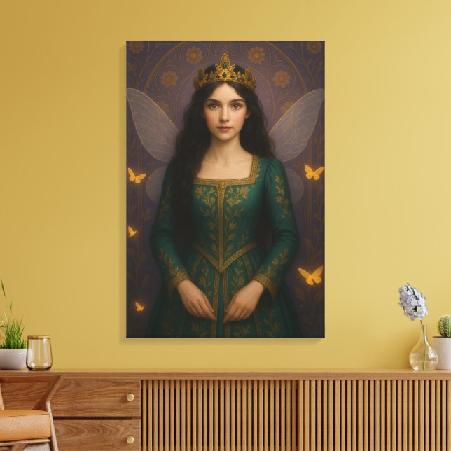 003_A fairy princess in emerald green. Canvas Print (Insitu(LivingRoom))