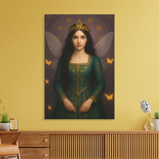 003_A fairy princess in emerald green. Canvas Print (Insitu(LivingRoom))