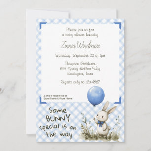 003 Cobalt Blue • Some Bunny Special Baby Shower Invitation