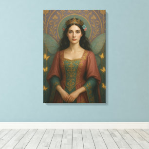 004_A fairy princess in muted rose and teal green. Canvas Print