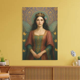 004_A fairy princess in muted rose and teal green. Canvas Print