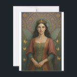 004_A fairy princess in muted rose and teal green. Postcard<br><div class="desc">This enchanting artwork features a fairy princess in a muted rose and teal green gown adorned with golden embroidery, set against a purple and teal background with floral motifs. Her serene gaze and shimmering iridescent wings evoke a sense of regal grace and timeless fantasy. Perfect for lovers of fairy tales,...</div>