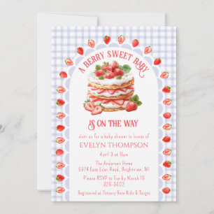 004 Indigo Blue Strawberry Shortcake Baby Shower Invitation