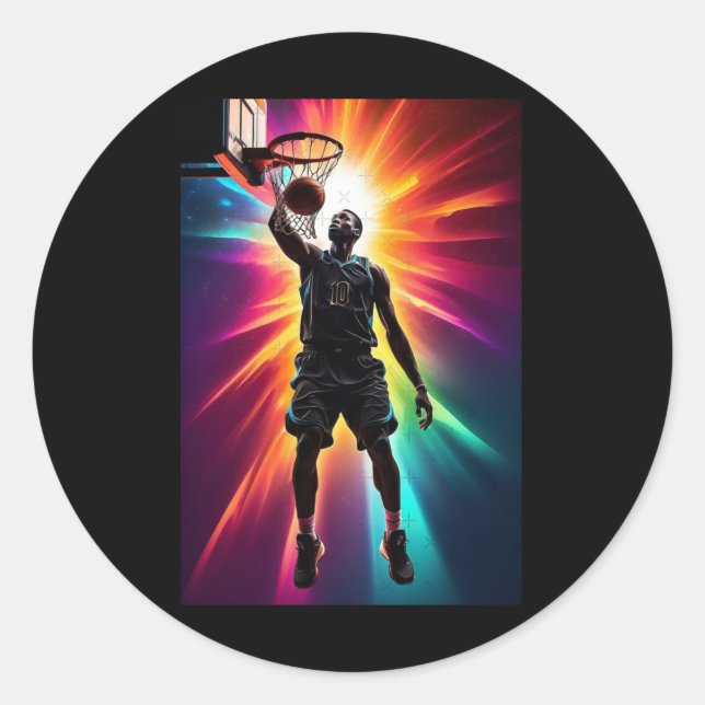 004 Silhouette Of A Basketball Player  Classic Round Sticker (Front)