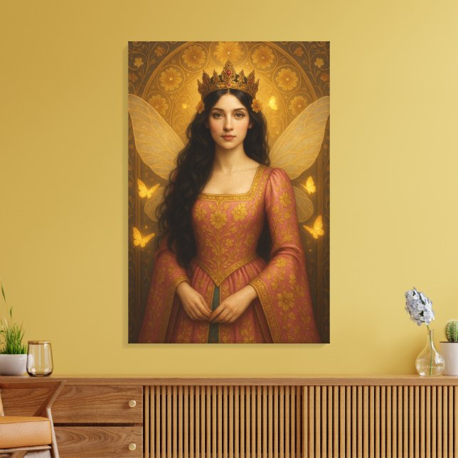 005_A fairy princess in rose pink. Canvas Print (Insitu(LivingRoom))