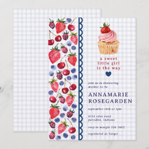 005 Iris Purple Berry Patch Cupcake Baby Shower Invitation