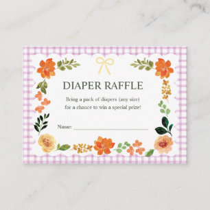 006 Wine Gingham Baby Shower Diaper Raffle Enclosure Card