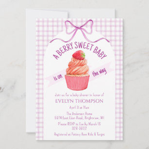 006 Wine Purple Berry Sweet Strawberry Baby Shower Invitation